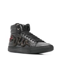 schwarze hohe Sneakers aus Leder mit Schlangenmuster von RH45