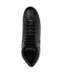schwarze hohe Sneakers aus Leder mit Schlangenmuster von Philipp Plein