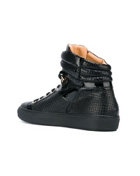 schwarze hohe Sneakers aus Leder mit Schlangenmuster von Giuliano Galiano