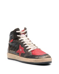 schwarze hohe Sneakers aus Leder mit Sternenmuster von Golden Goose