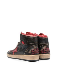 schwarze hohe Sneakers aus Leder mit Sternenmuster von Golden Goose