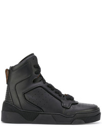 schwarze hohe Sneakers aus Leder mit Sternenmuster von Givenchy