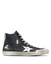 schwarze hohe Sneakers aus Leder mit Sternenmuster von Golden Goose