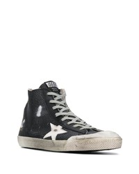 schwarze hohe Sneakers aus Leder mit Sternenmuster von Golden Goose