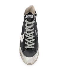 schwarze hohe Sneakers aus Leder mit Sternenmuster von Golden Goose