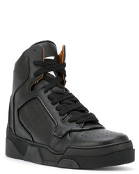 schwarze hohe Sneakers aus Leder mit Sternenmuster von Givenchy