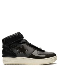 schwarze hohe Sneakers aus Leder von A Bathing Ape