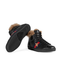 schwarze hohe Sneakers aus Leder von Gucci