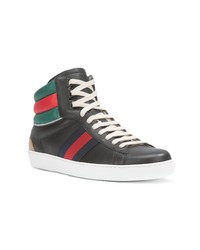 schwarze hohe Sneakers aus Leder von Gucci