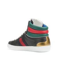 schwarze hohe Sneakers aus Leder von Gucci