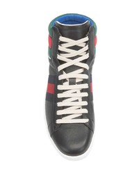 schwarze hohe Sneakers aus Leder von Gucci