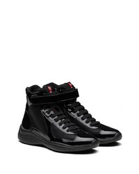 schwarze hohe Sneakers aus Leder von Prada