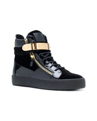 schwarze hohe Sneakers aus Leder von Giuseppe Zanotti Design