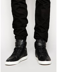 schwarze hohe Sneakers aus Leder von Asos