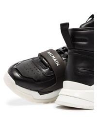 schwarze hohe Sneakers aus Leder von Balmain