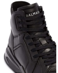 schwarze hohe Sneakers aus Leder von Balmain