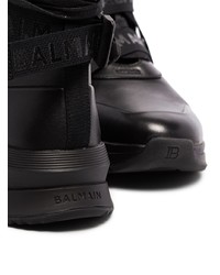 schwarze hohe Sneakers aus Leder von Balmain