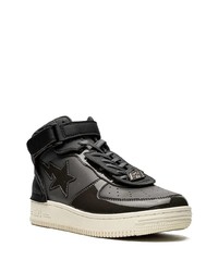 schwarze hohe Sneakers aus Leder von A Bathing Ape