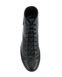schwarze hohe Sneakers aus Leder von Saint Laurent
