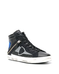 schwarze hohe Sneakers aus Leder von Philippe Model Paris