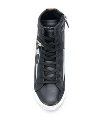 schwarze hohe Sneakers aus Leder von Philippe Model Paris