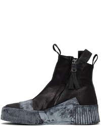 schwarze hohe Sneakers aus Leder von Boris Bidjan Saberi