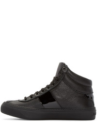 schwarze hohe Sneakers aus Leder von Jimmy Choo