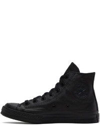 schwarze hohe Sneakers aus Leder von Converse