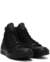 schwarze hohe Sneakers aus Leder von Converse