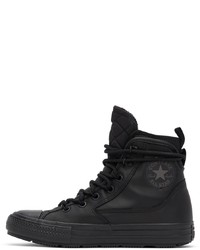 schwarze hohe Sneakers aus Leder von Converse