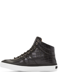 schwarze hohe Sneakers aus Leder von Jimmy Choo