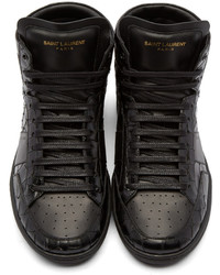 schwarze hohe Sneakers aus Leder von Saint Laurent