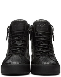 schwarze hohe Sneakers aus Leder von Giuseppe Zanotti