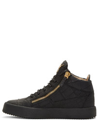 schwarze hohe Sneakers aus Leder von Giuseppe Zanotti