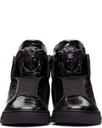 schwarze hohe Sneakers aus Leder von Versace