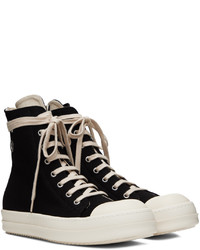 schwarze hohe Sneakers aus Leder von Rick Owens DRKSHDW