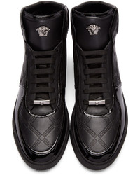 schwarze hohe Sneakers aus Leder von Versace