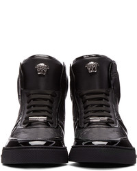 schwarze hohe Sneakers aus Leder von Versace