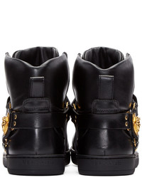 schwarze hohe Sneakers aus Leder von Versace