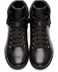 schwarze hohe Sneakers aus Leder von Versace