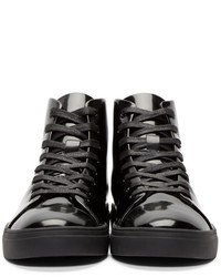 schwarze hohe Sneakers aus Leder von Tiger of Sweden