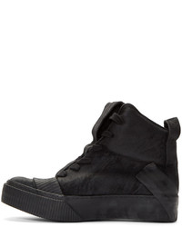 schwarze hohe Sneakers aus Leder von Boris Bidjan Saberi