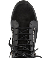 schwarze hohe Sneakers aus Leder von Giuseppe Zanotti Design