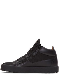 schwarze hohe Sneakers aus Leder von Giuseppe Zanotti