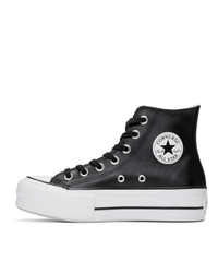 schwarze hohe Sneakers aus Leder von Converse