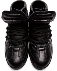 schwarze hohe Sneakers aus Leder von Dolce & Gabbana