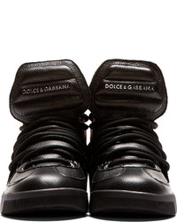 schwarze hohe Sneakers aus Leder von Dolce & Gabbana