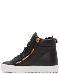 schwarze hohe Sneakers aus Leder von Giuseppe Zanotti