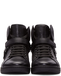 schwarze hohe Sneakers aus Leder von Versace