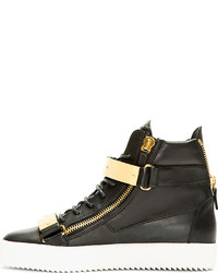 schwarze hohe Sneakers aus Leder von Giuseppe Zanotti